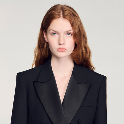 Moncea Tuxedo Jacket With Satin Collar Black