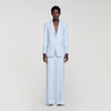 Opera Sequin-Stripe Tailored Jacket Sky Blue