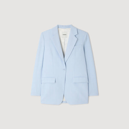 Opera Sequin-Stripe Tailored Jacket Sky Blue