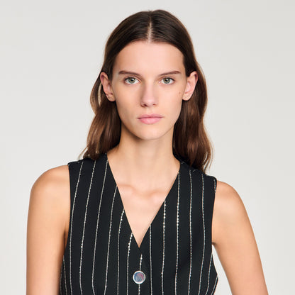 Jaime Sequinned Striped Jacket Black / White