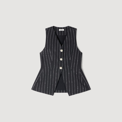 Jaime Sequinned Striped Jacket Black / White