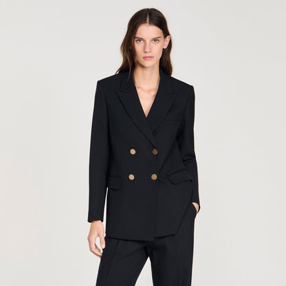 Thelma Wool Slim-Fit Suit Jacket Black