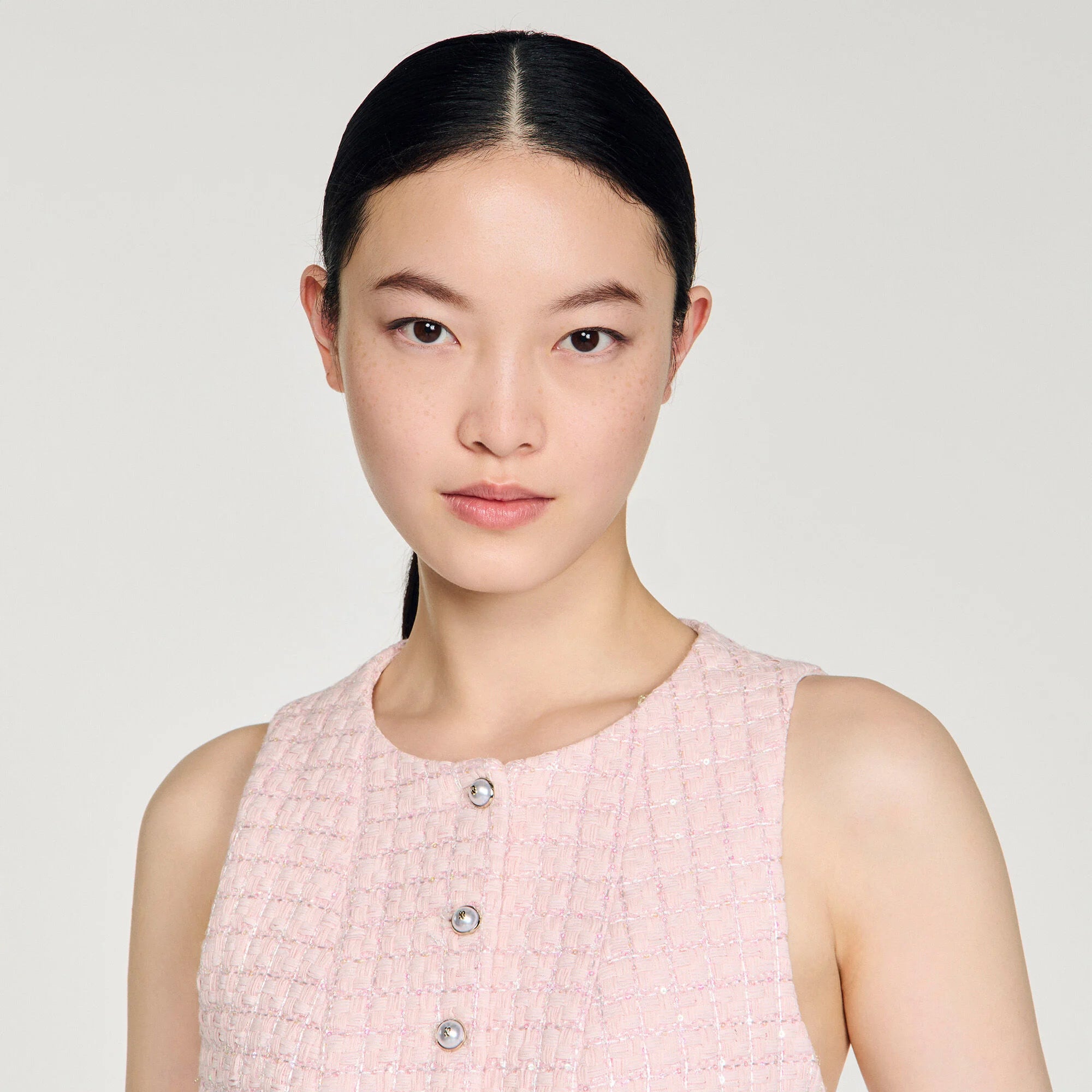 Demie Beaded Check Tweed Jacket Pink