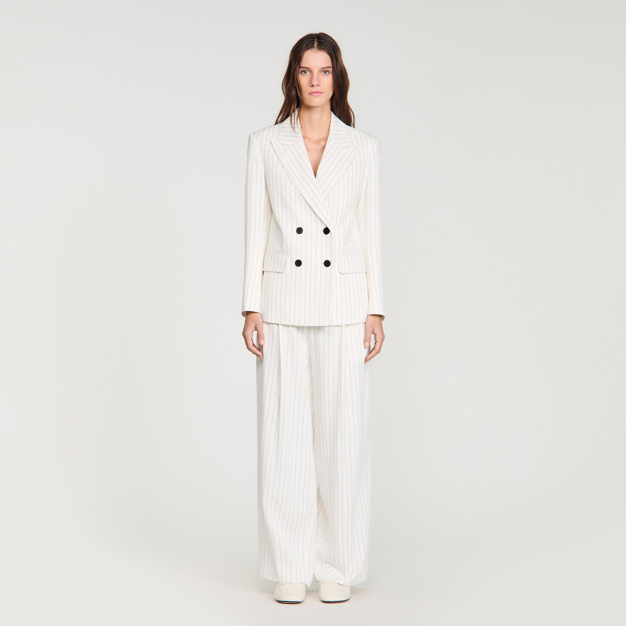 Hudson Striped Tailored Jacket Ecru / Black