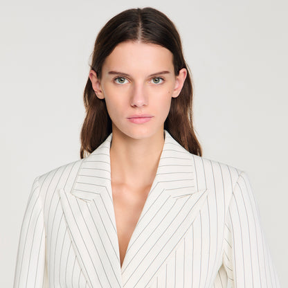 Hudson Striped Tailored Jacket Ecru / Black