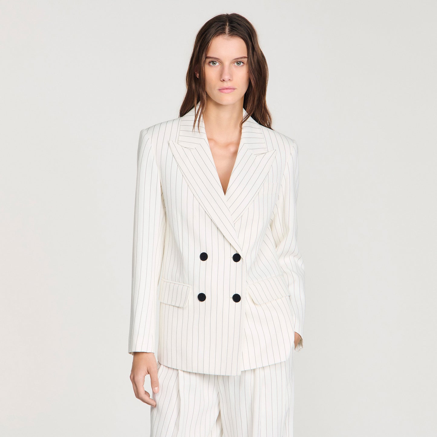 Hudson Striped Tailored Jacket Ecru / Black