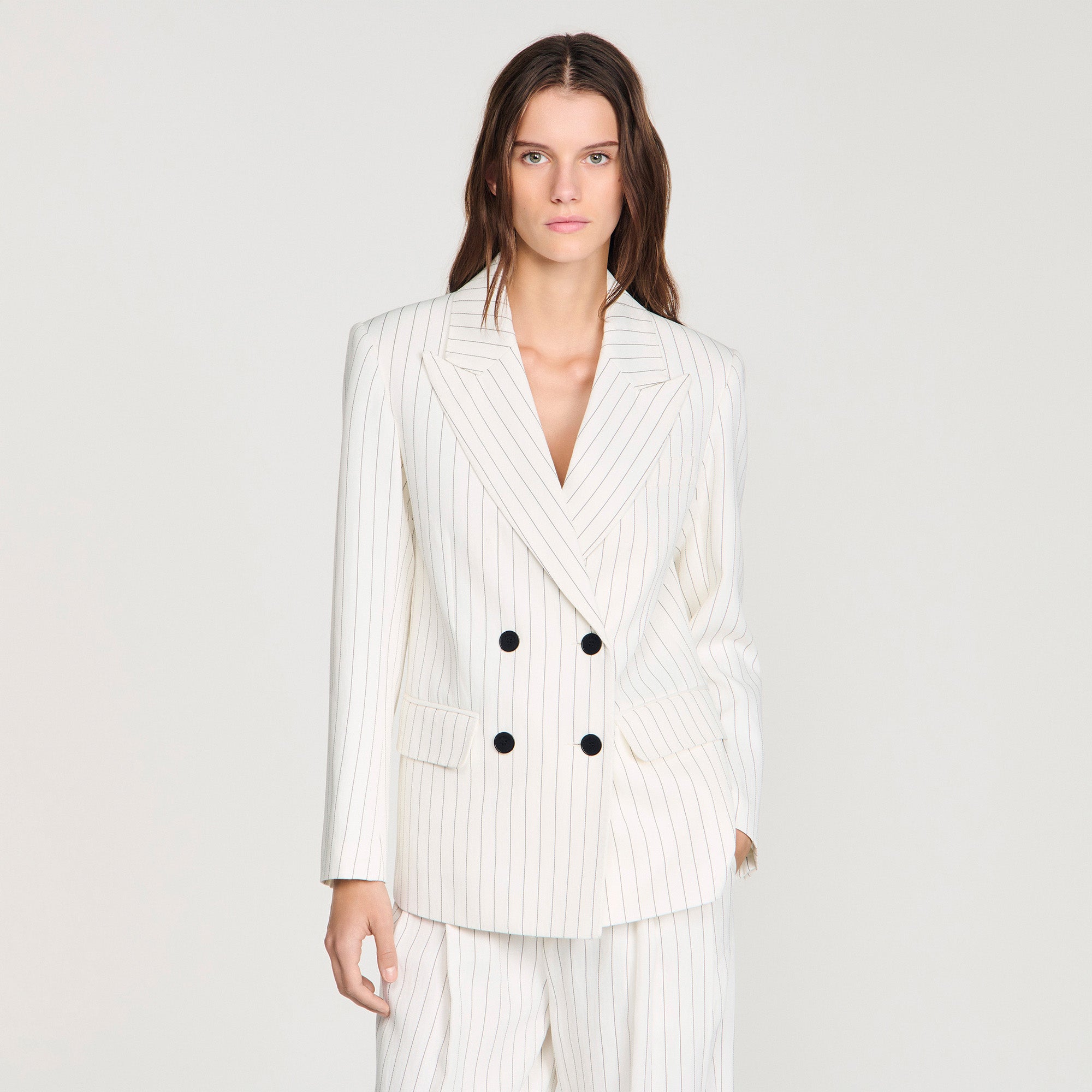 Hudson Striped Tailored Jacket Ecru / Black