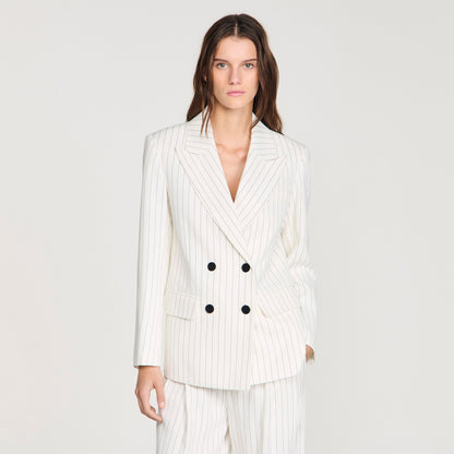 Hudson Striped Tailored Jacket Ecru / Black