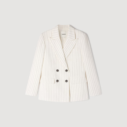 Hudson Striped Tailored Jacket Ecru / Black