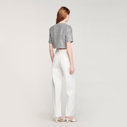 Flo Cropped Houndstooth Tweed Jacket Black / White