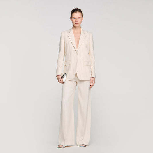 Birkin Striped Tailored Jacket Ecru / Silver