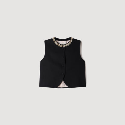Lavandoria Jacket with jewelled neckline Black