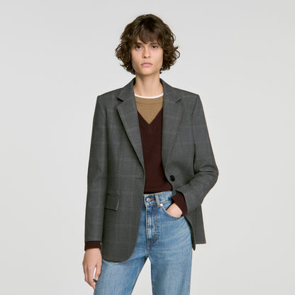 Saveria Check tailored jacket Grey