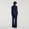 Flore Rhinestone wool suit jacket Navy Blue