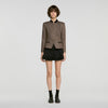 Sixtine Striped Wool Suit Jacket Taupe