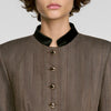 Sixtine Striped Wool Suit Jacket Taupe