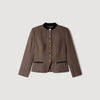 Sixtine Striped Wool Suit Jacket Taupe