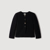 Luck Decorative Button Tweed Jacket Black