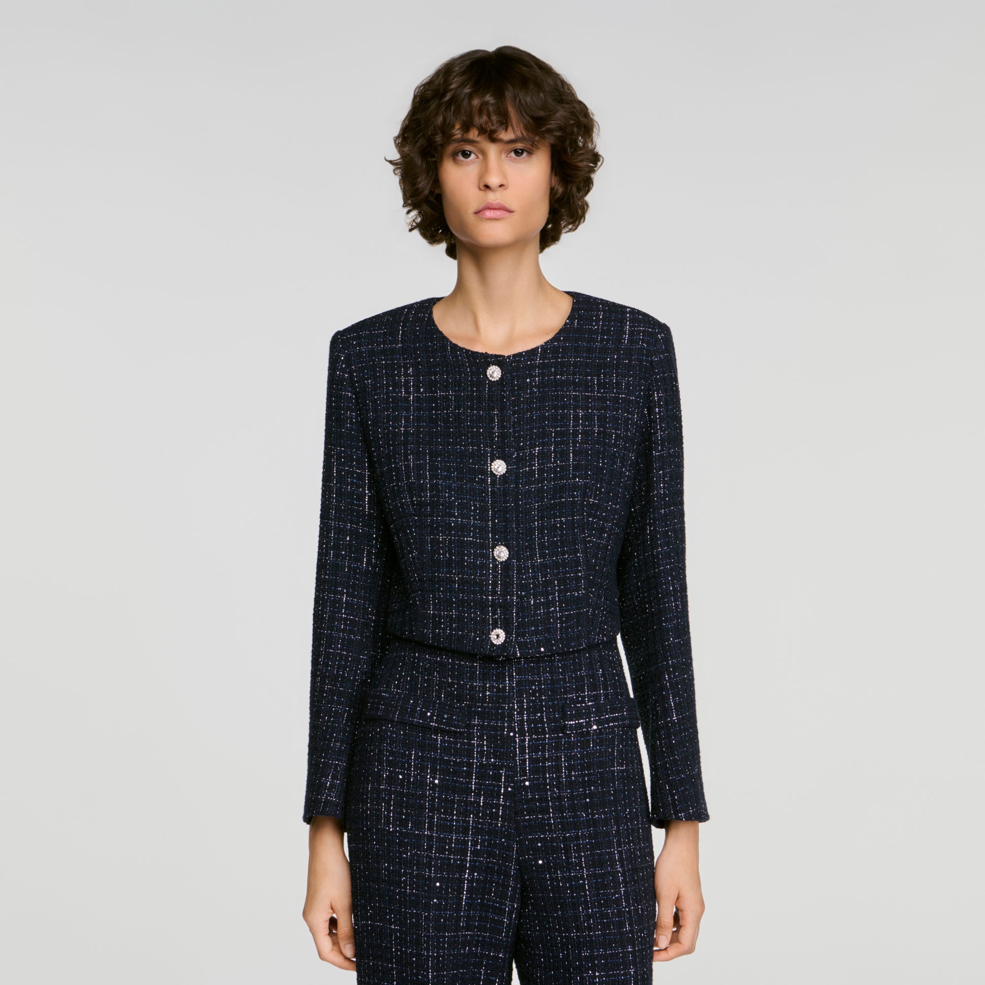 Ophelie Decorative tweed jacket Blue
