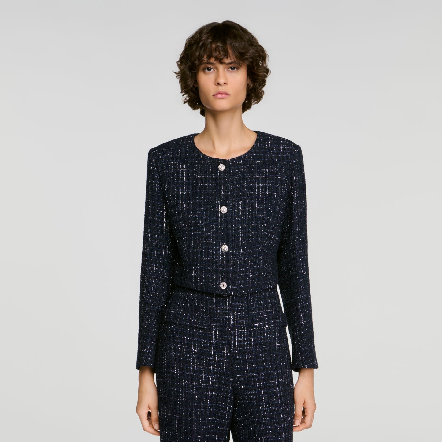 Ophelie Decorative tweed jacket Blue