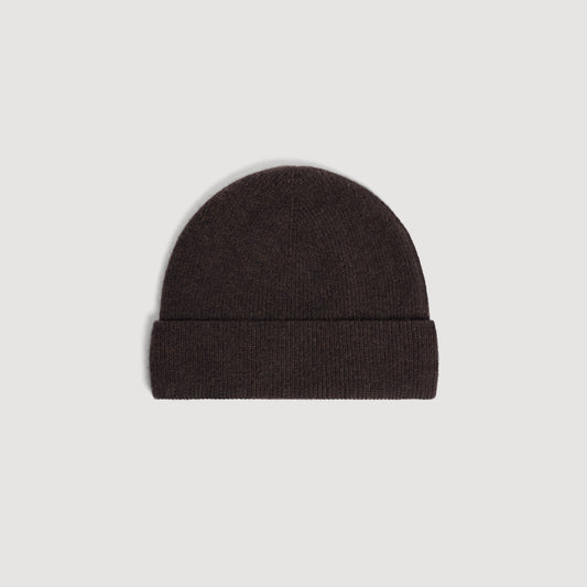 Beanie Cashmere Knitted cashmere beanie Chocolate