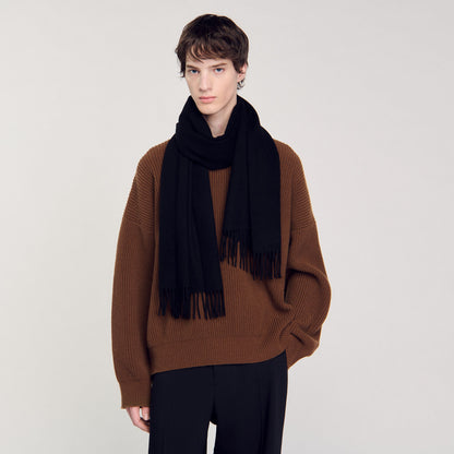 New Solid Scarf Wool And Cashmere Scarf Black