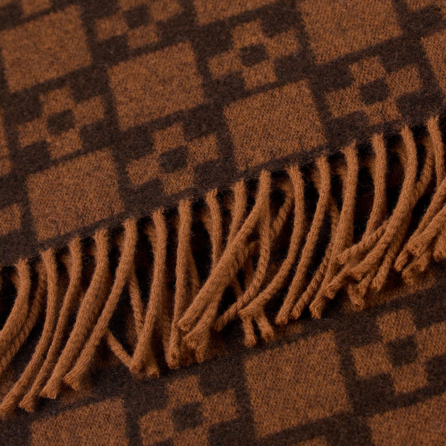 Square Cross Scarf Wool Scarf Cognac