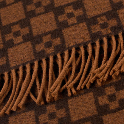Square Cross Scarf Wool Scarf Cognac