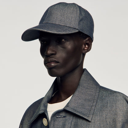 Denim Cap With Logo Chambray