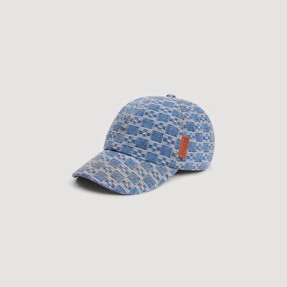 Cap Cross Wash Denim Cap With Cross Motif Blue