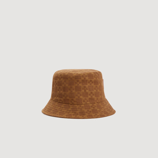 Bob Cross Denim Bucket Hat With Patch Camel