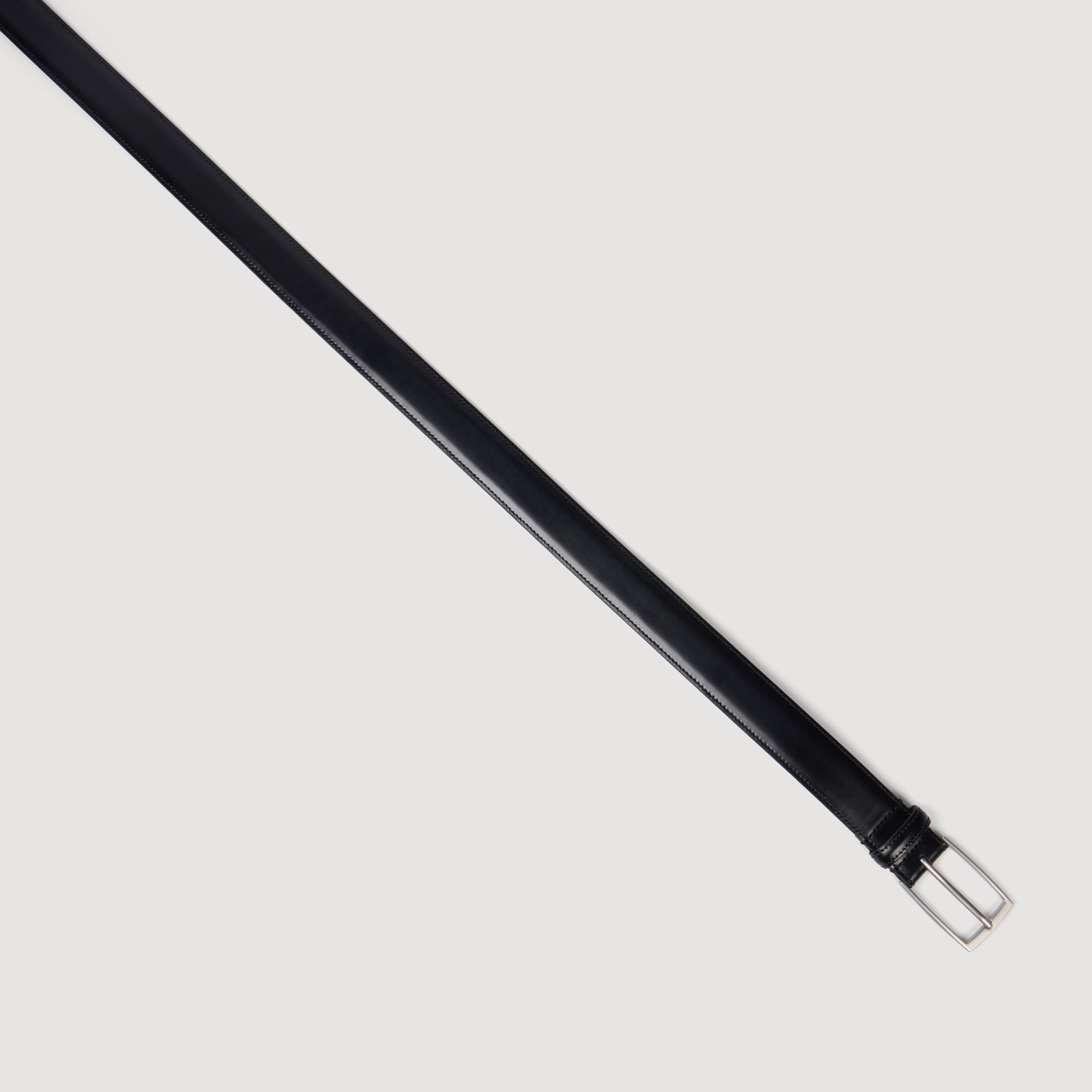 Classic Belt N Rectangular Buckle Leather Belt Black