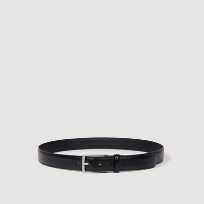 Classic Belt N Rectangular Buckle Leather Belt Black
