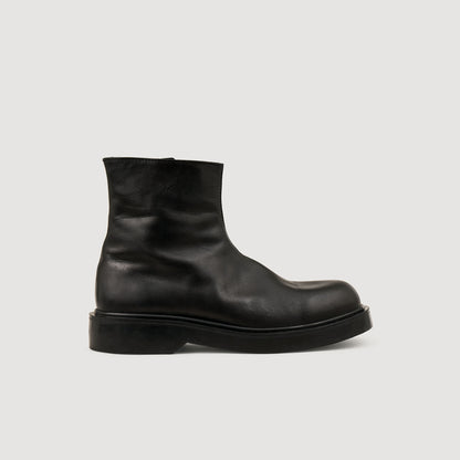 Zipper Boot Leather Ankle Boots Black