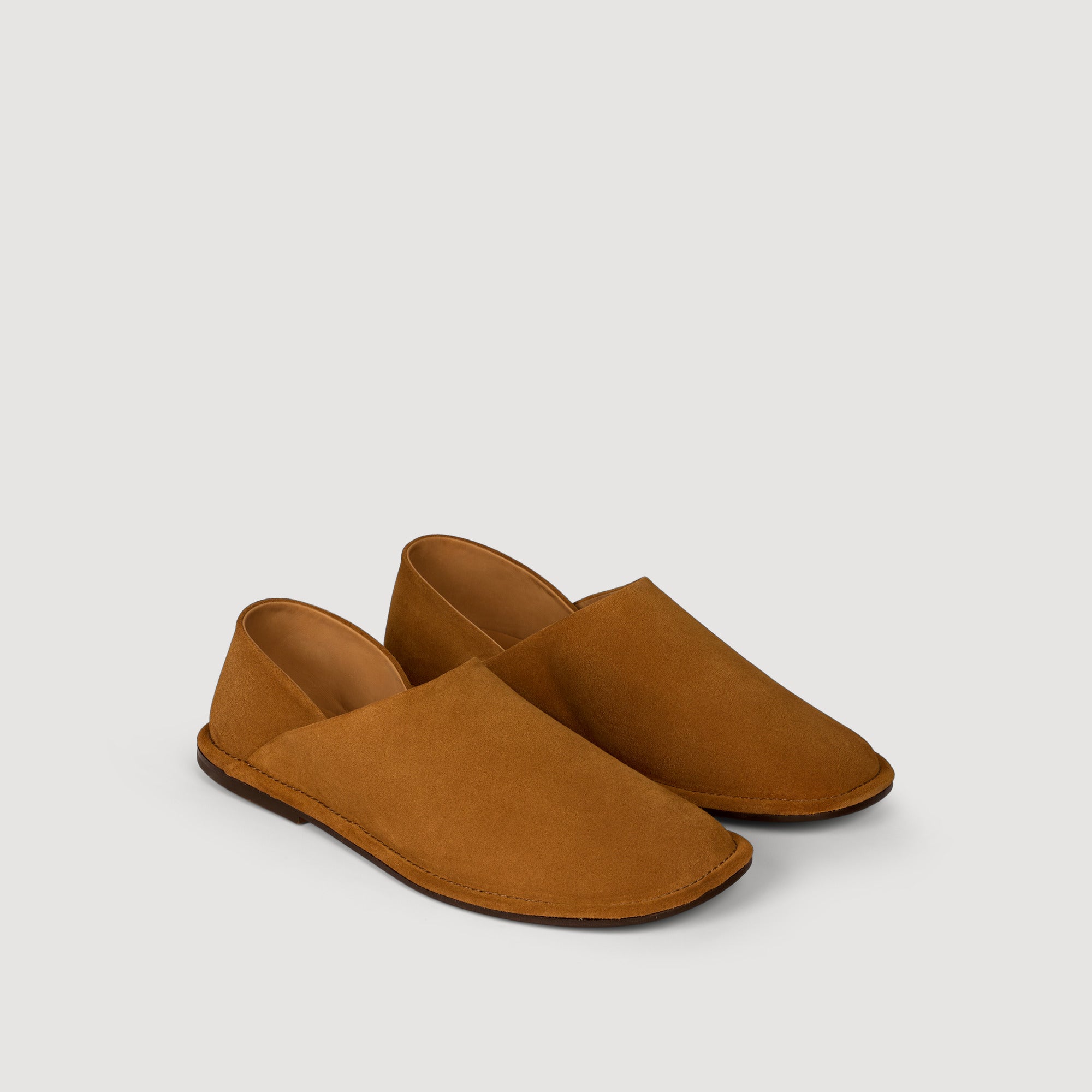Suede Slipper Split Leather Slippers Cognac