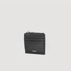Zipper Leather Card Holder Black