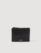 Zipper Leather Card Holder Black