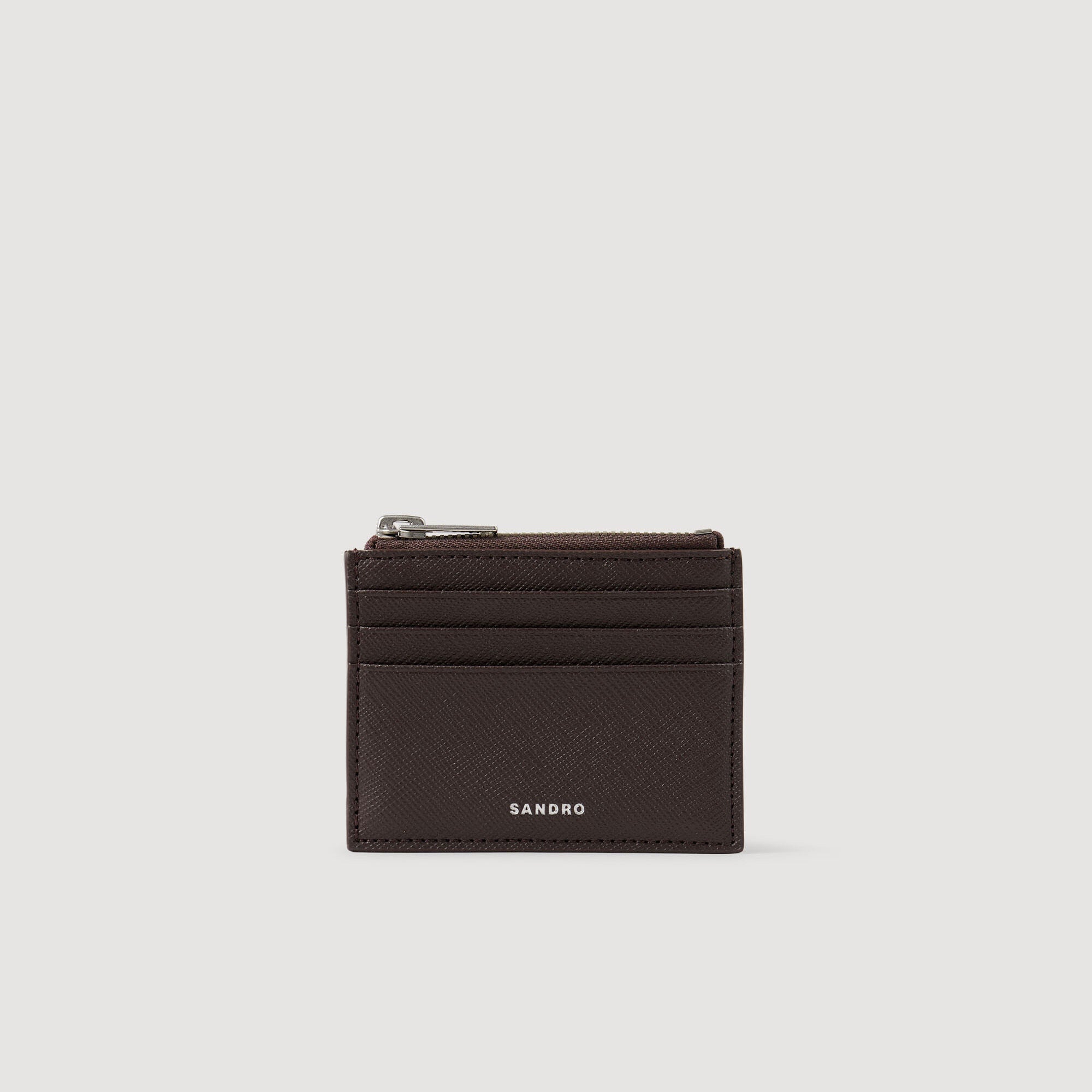 Zipper Synthetic Leather Cardholder Chocolate