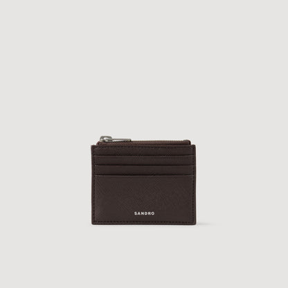 Zipper Synthetic Leather Cardholder Chocolate