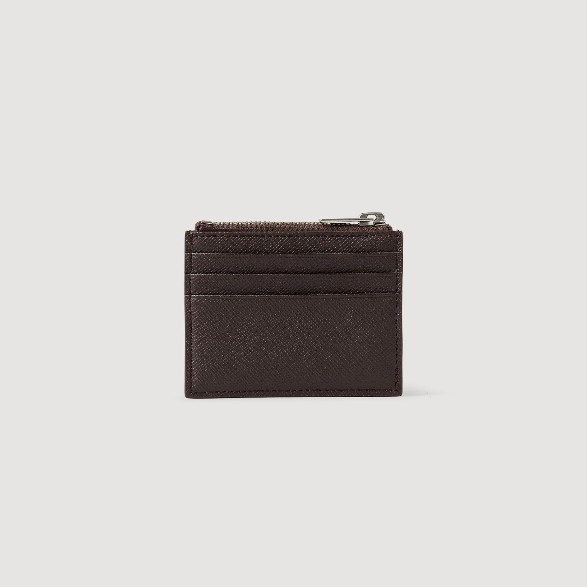 Zipper Synthetic Leather Cardholder Chocolate