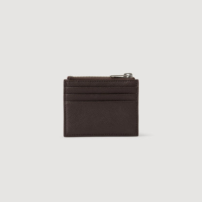 Zipper Synthetic Leather Cardholder Chocolate