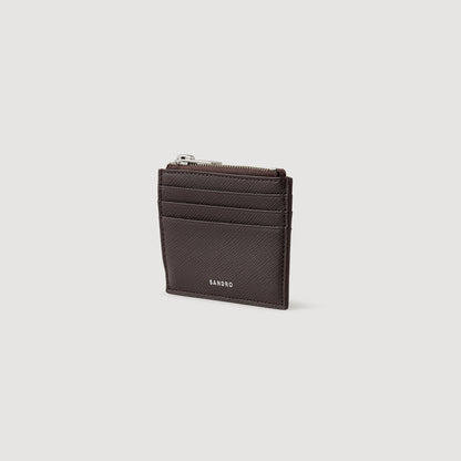 Zipper Synthetic Leather Cardholder Chocolate