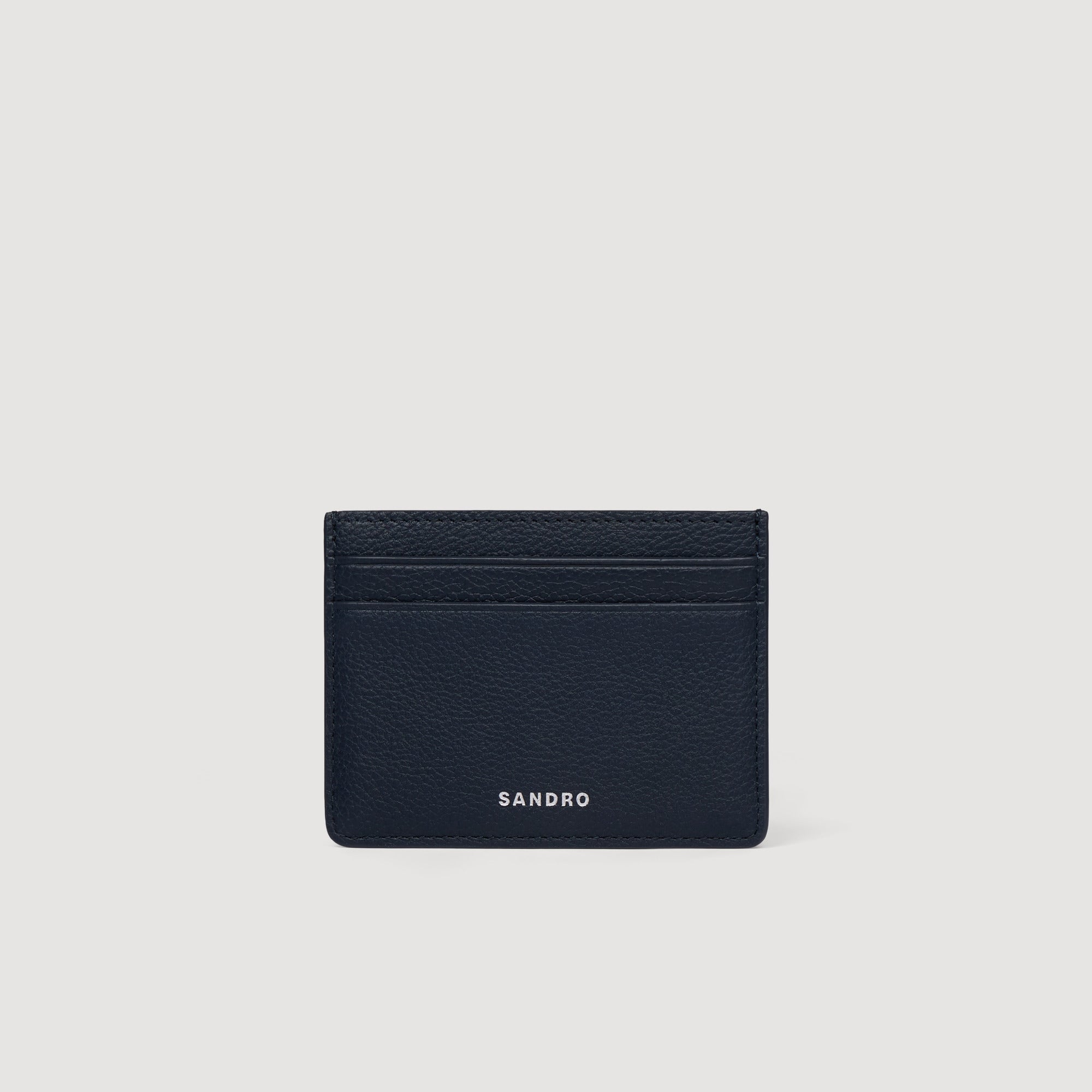 Holder Grain Grained Leather Card Holder NAVY BLUE