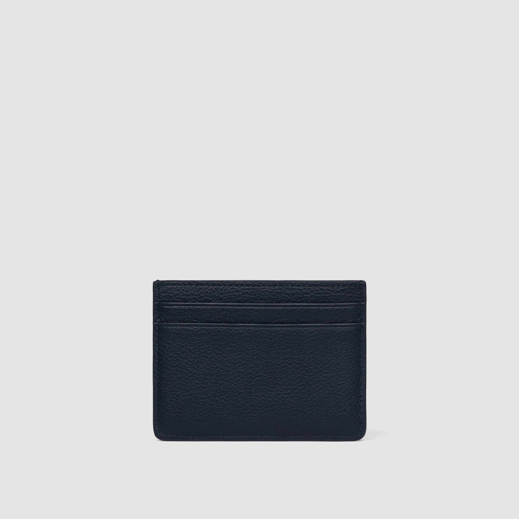 Holder Grain Grained Leather Card Holder NAVY BLUE