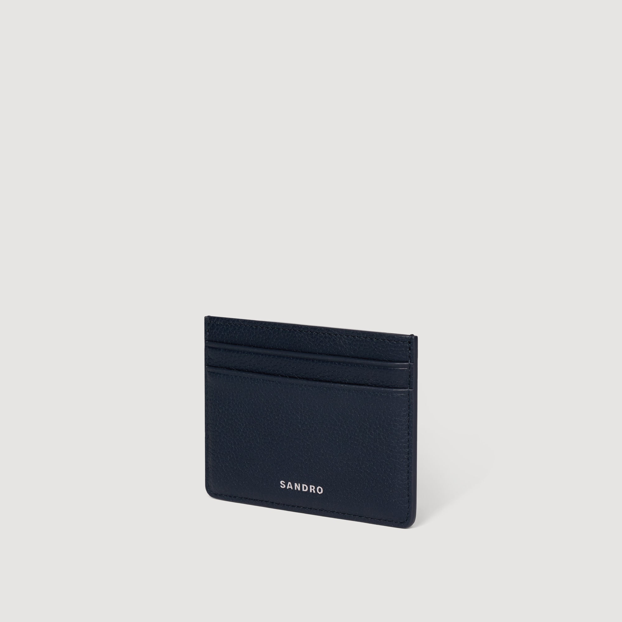 Holder Grain Grained Leather Card Holder NAVY BLUE