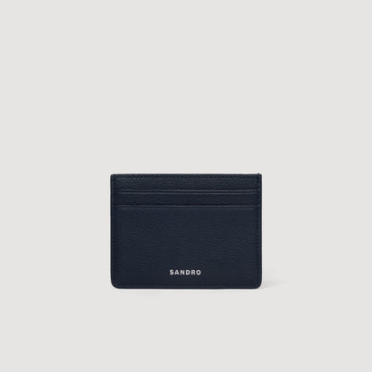 Holder Grain Grained Leather Card Holder NAVY BLUE