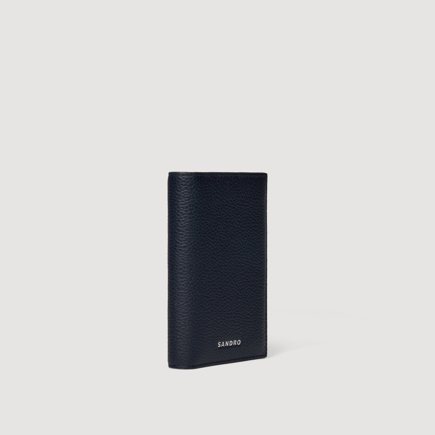 Card Grain Grained Leather Folding Card Holder NAVY BLUE