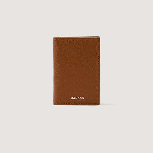 Card Grain Grained leather foldable cardholder Cognac