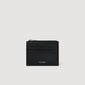 New Zipper Reconstituted Leather Card Holder Black