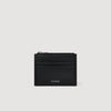 New Zipper Reconstituted Leather Card Holder Black